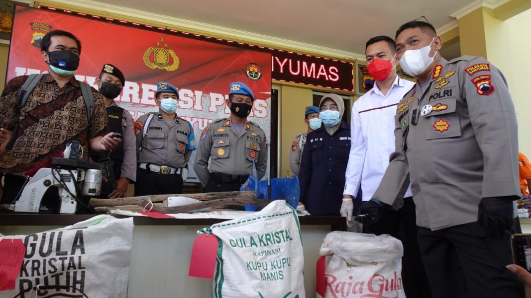 Polresta Banyumas Grebek Pabrik Gula Rafinasi di Ajibarang